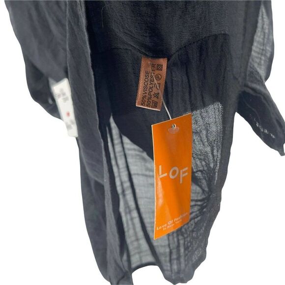 Bohemian Beaded Blouse Black V Neck Dolman Sleeve One Size Beach Tunic LOF NEW - Picture 7 of 9